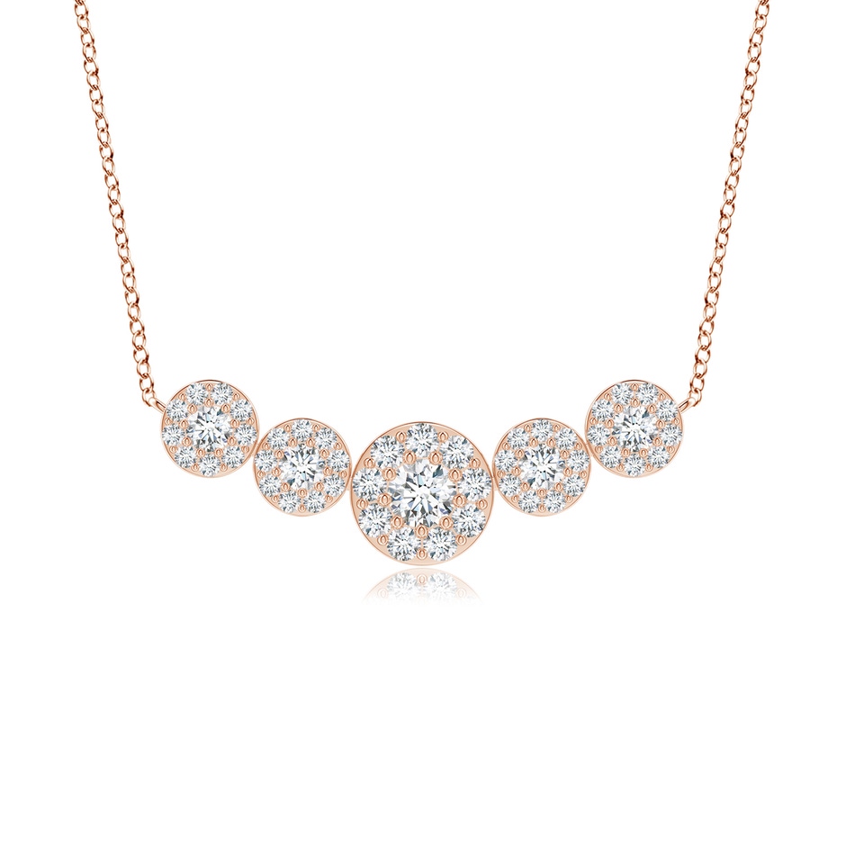 4.7mm GVS2 Graduated Five Stone Diamond Halo Necklace in Rose Gold 