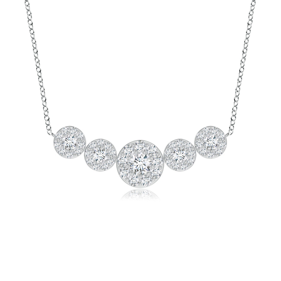 4.7mm GVS2 Graduated Five Stone Diamond Halo Necklace in White Gold 