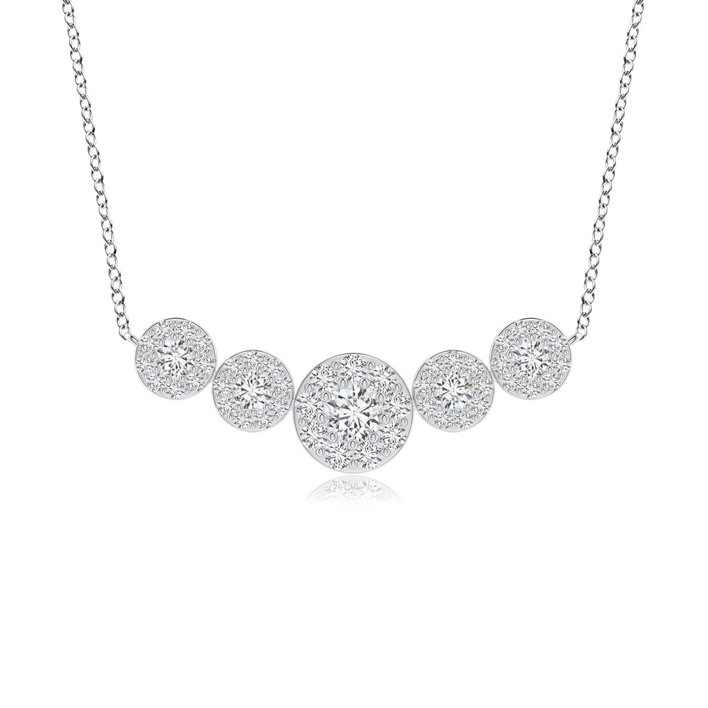 4.7mm HSI2 Graduated Five Stone Diamond Halo Necklace in White Gold