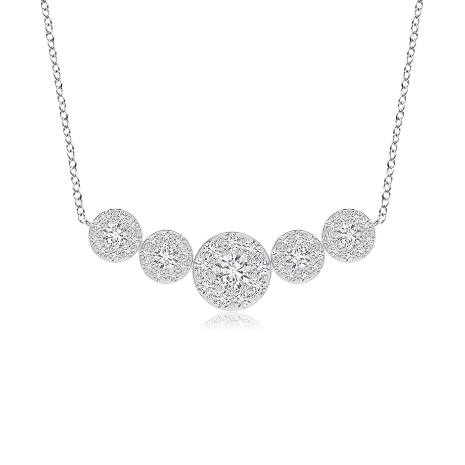 4.7mm HSI2 Graduated Five Stone Diamond Halo Necklace in White Gold 