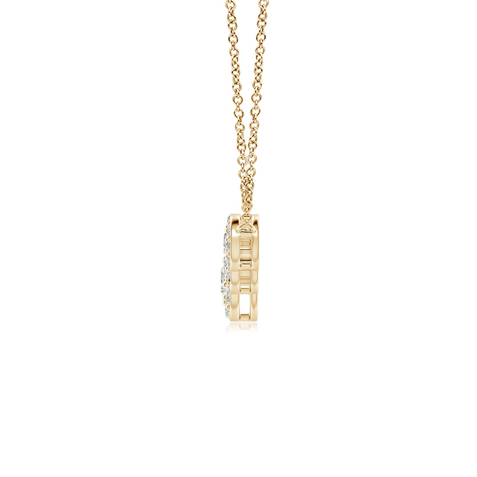 4.7mm KI3 Graduated Five Stone Diamond Halo Necklace in Yellow Gold side-1