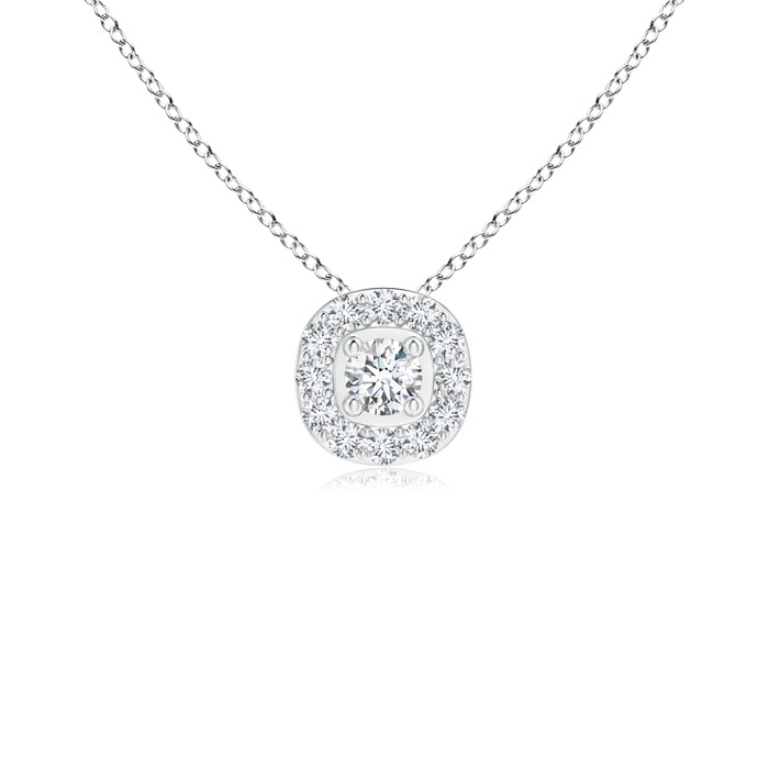 2.5mm GVS2 Classic Round Diamond Cushion Halo Pendant in White Gold 