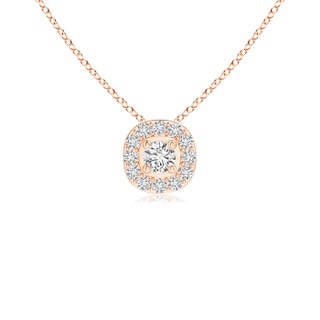 2.5mm HSI2 Classic Round Diamond Cushion Halo Pendant in Rose Gold