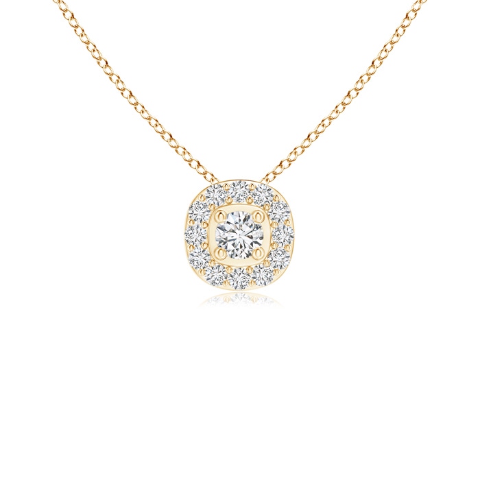 2.5mm HSI2 Classic Round Diamond Cushion Halo Pendant in Yellow Gold 