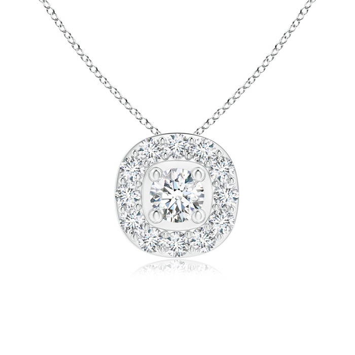 3.8mm GVS2 Classic Round Diamond Cushion Halo Pendant in White Gold 