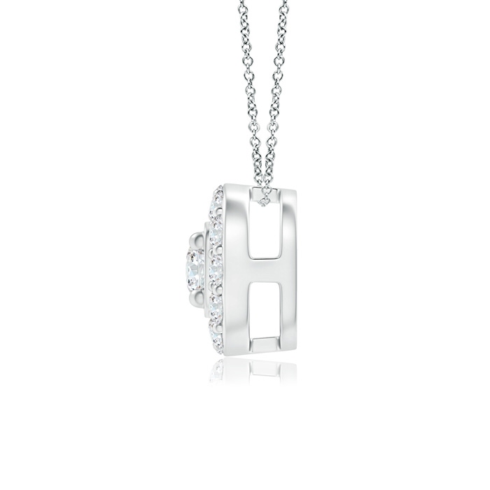 3.8mm GVS2 Classic Round Diamond Cushion Halo Pendant in White Gold product image