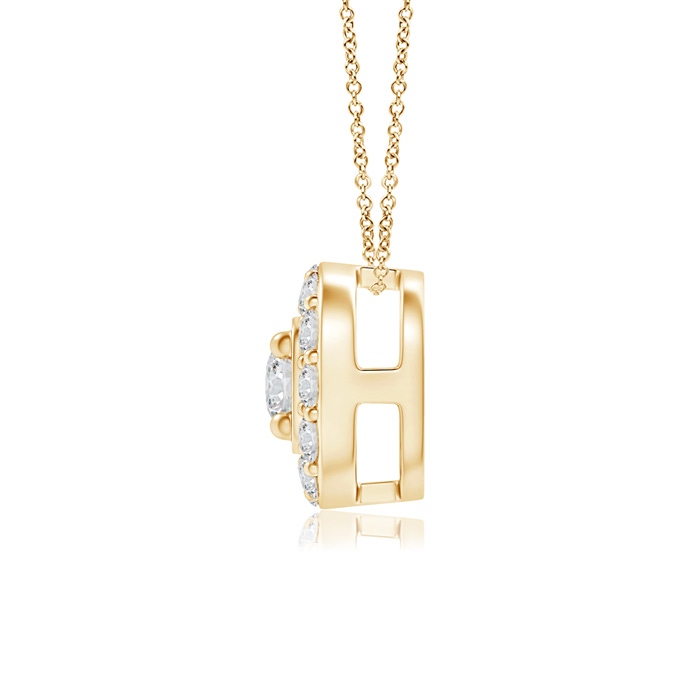 3.8mm HSI2 Classic Round Diamond Cushion Halo Pendant in Yellow Gold product image