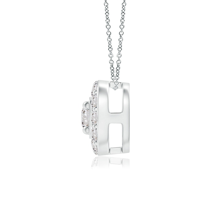 3.8mm IJI1I2 Classic Round Diamond Cushion Halo Pendant in White Gold product image