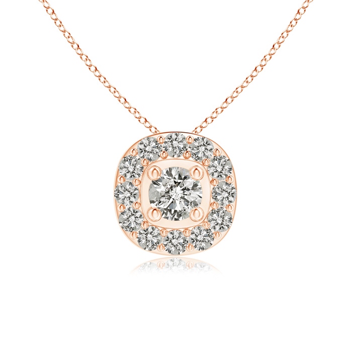 3.8mm KI3 Classic Round Diamond Cushion Halo Pendant in Rose Gold 