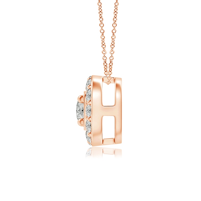 3.8mm KI3 Classic Round Diamond Cushion Halo Pendant in Rose Gold product image