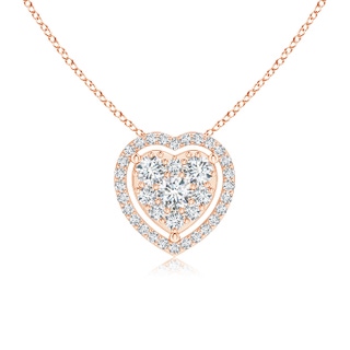 3mm GVS2 Scattered Clustre Diamond Heart Halo Pendant in 9K Rose Gold