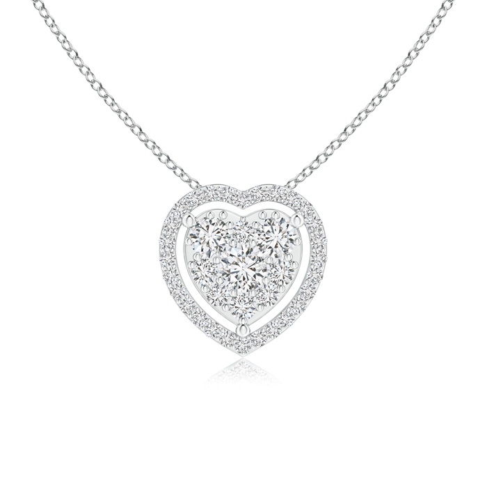 3mm HSI2 Scattered Cluster Diamond Heart Halo Pendant in P950 Platinum