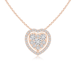 3mm HSI2 Scattered Clustre Diamond Heart Halo Pendant in Rose Gold