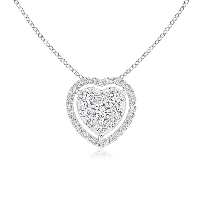 3mm HSI2 Scattered Clustre Diamond Heart Halo Pendant in White Gold 