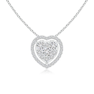 3mm HSI2 Scattered Cluster Diamond Heart Halo Pendant in White Gold