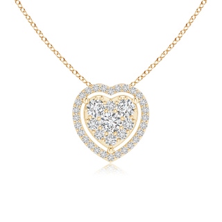 3mm HSI2 Scattered Cluster Diamond Heart Halo Pendant in Yellow Gold