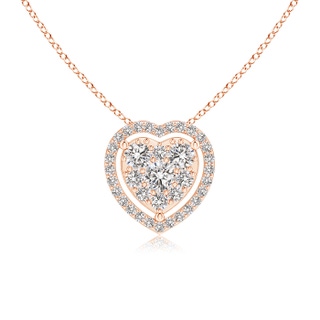 3mm IJI1I2 Scattered Clustre Diamond Heart Halo Pendant in 9K Rose Gold