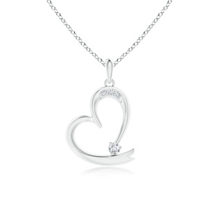 2.6mm GVS2 Diamond Tilted Ribbon Heart Dangle Pendant in 9K White Gold