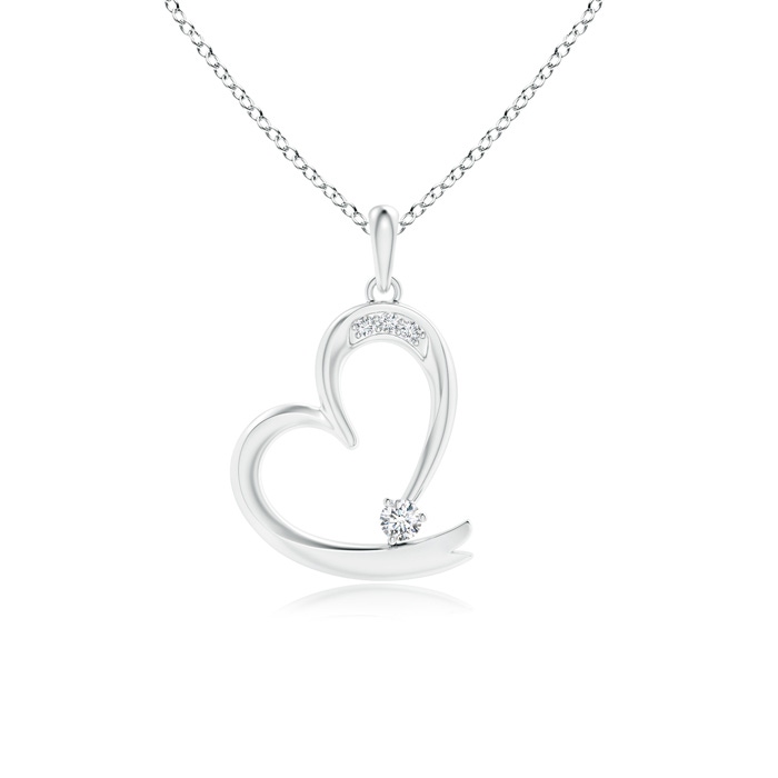 2.6mm GVS2 Diamond Tilted Ribbon Heart Dangle Pendant in White Gold 