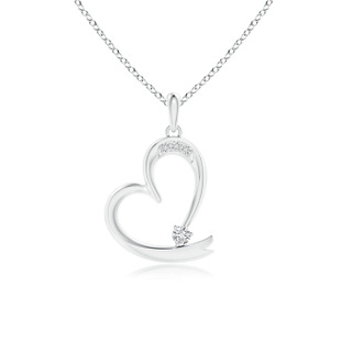 2.6mm HSI2 Diamond Tilted Ribbon Heart Dangle Pendant in White Gold