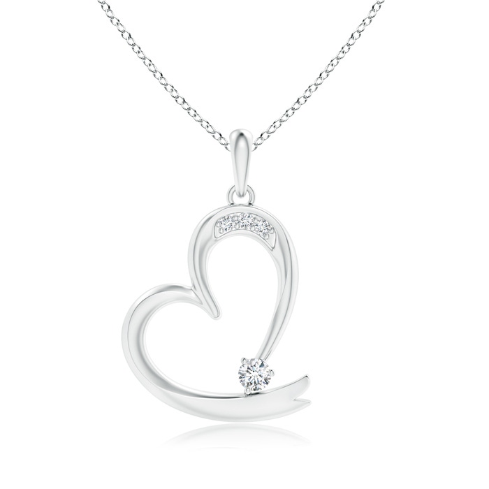 3.2mm GVS2 Diamond Tilted Ribbon Heart Dangle Pendant in P950 Platinum