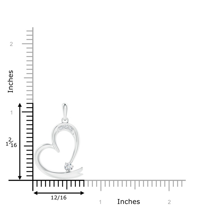 3.2mm GVS2 Diamond Tilted Ribbon Heart Dangle Pendant in White Gold product image