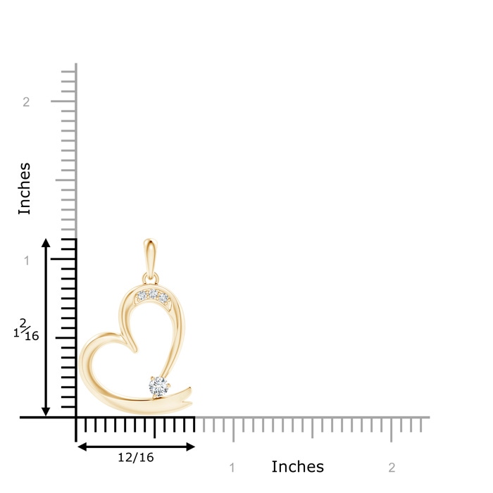3.2mm GVS2 Diamond Tilted Ribbon Heart Dangle Pendant in Yellow Gold Product Image