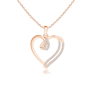0.9mm GVS2 Diamond Double Layered Heart Dangle Pendant in 9K Rose Gold