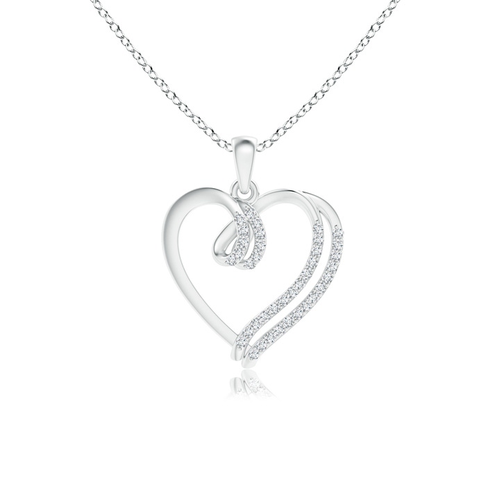 0.9mm GVS2 Diamond Double Layered Heart Dangle Pendant in P950 Platinum