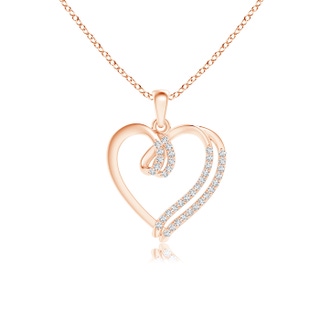 0.9mm GVS2 Diamond Double Layered Heart Dangle Pendant in Rose Gold