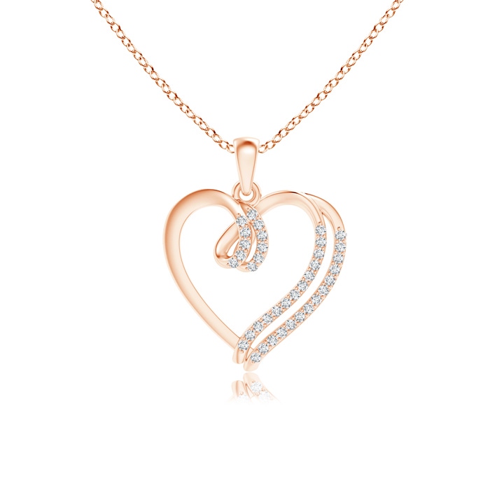 0.9mm GVS2 Diamond Double Layered Heart Dangle Pendant in Rose Gold 