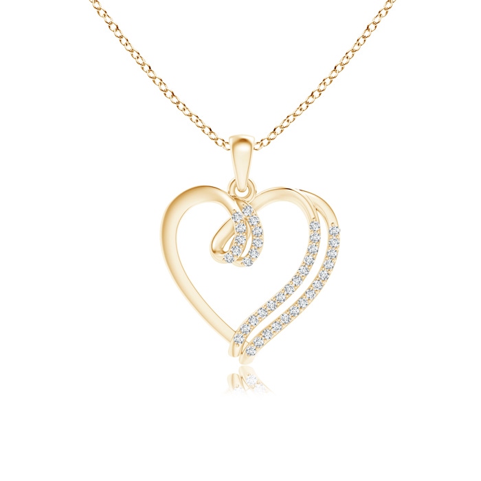 0.9mm GVS2 Diamond Double Layered Heart Dangle Pendant in Yellow Gold