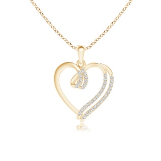 0.9mm GVS2 Diamond Double Layered Heart Dangle Pendant in Yellow Gold