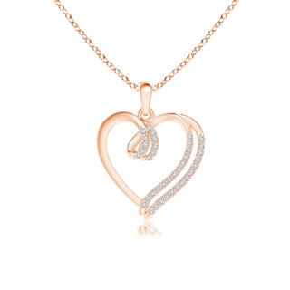 0.9mm HSI2 Diamond Double Layered Heart Dangle Pendant in Rose Gold
