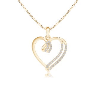 0.9mm HSI2 Diamond Double Layered Heart Dangle Pendant in Yellow Gold