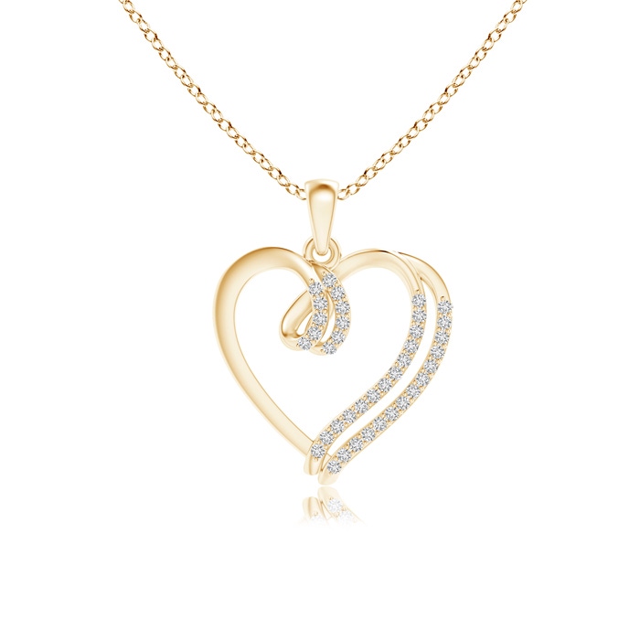 0.9mm HSI2 Diamond Double Layered Heart Dangle Pendant in Yellow Gold 