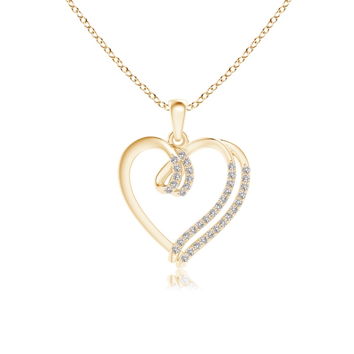 0.9mm IJI1I2 Diamond Double Layered Heart Dangle Pendant in Yellow Gold 