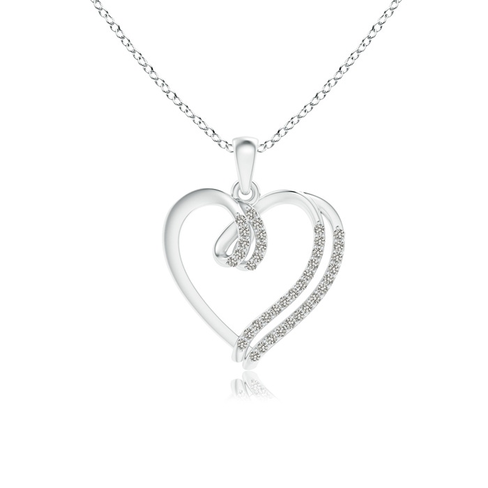 0.9mm KI3 Diamond Double Layered Heart Dangle Pendant in White Gold 