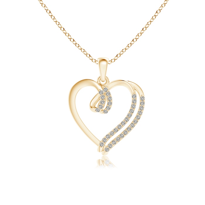0.9mm KI3 Diamond Double Layered Heart Dangle Pendant in Yellow Gold 