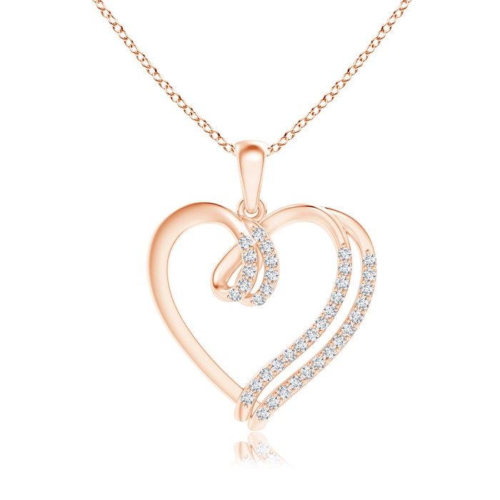 1.1mm GVS2 Diamond Double Layered Heart Dangle Pendant in Rose Gold 