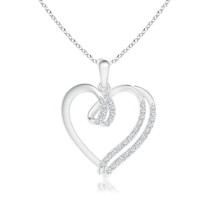 1.1mm GVS2 Diamond Double Layered Heart Dangle Pendant in White Gold 