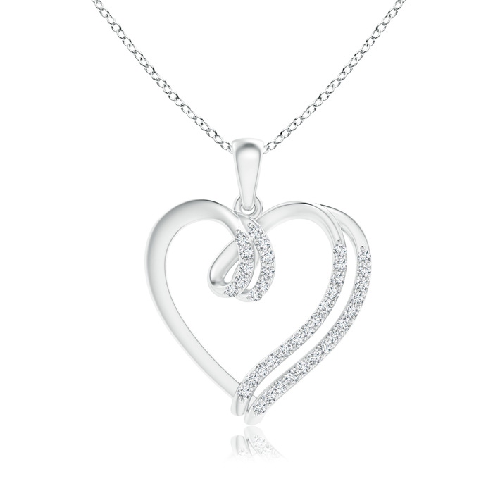 1.1mm GVS2 Diamond Double Layered Heart Dangle Pendant in White Gold