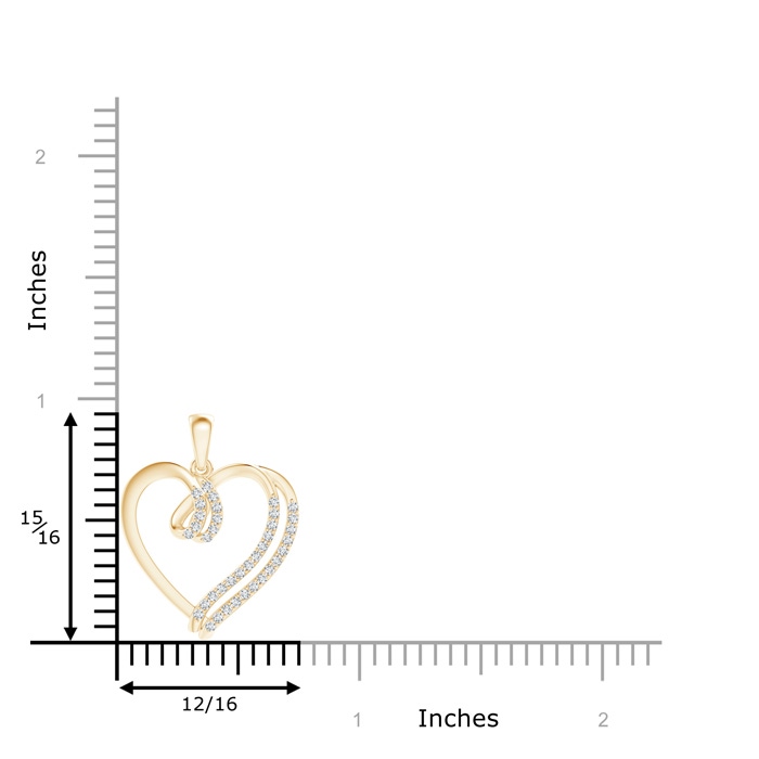 1.1mm GVS2 Diamond Double Layered Heart Dangle Pendant in Yellow Gold product image