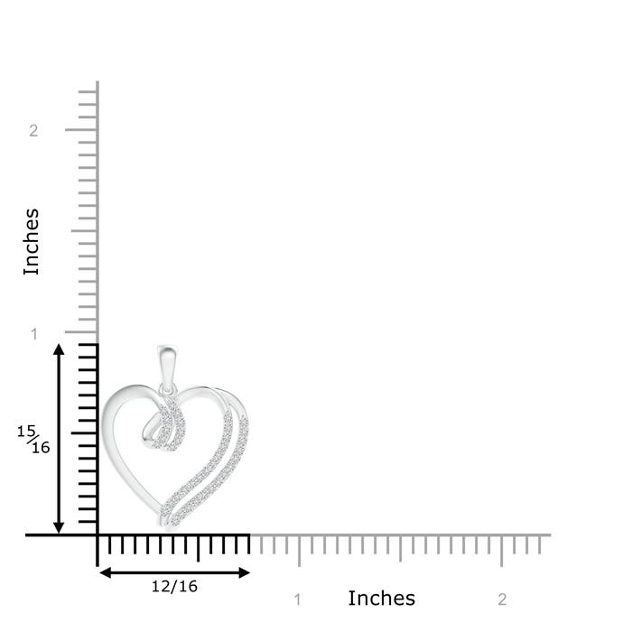1.1mm HSI2 Diamond Double Layered Heart Dangle Pendant in P950 Platinum - ruler