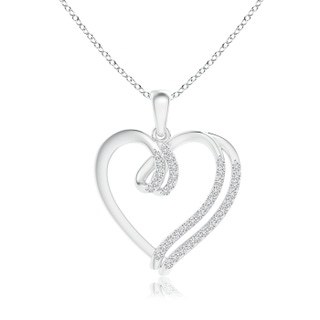 1.1mm HSI2 Diamond Double Layered Heart Dangle Pendant in White Gold