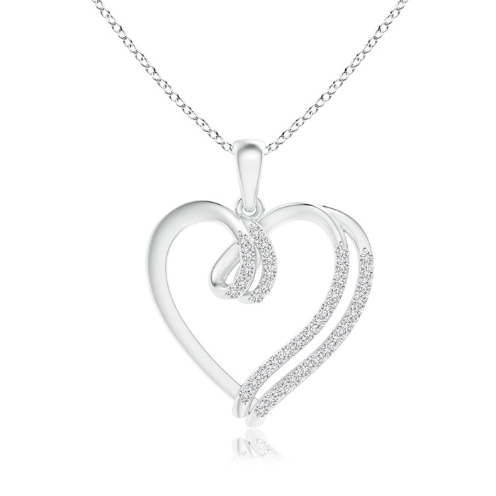 1.1mm HSI2 Diamond Double Layered Heart Dangle Pendant in White Gold 