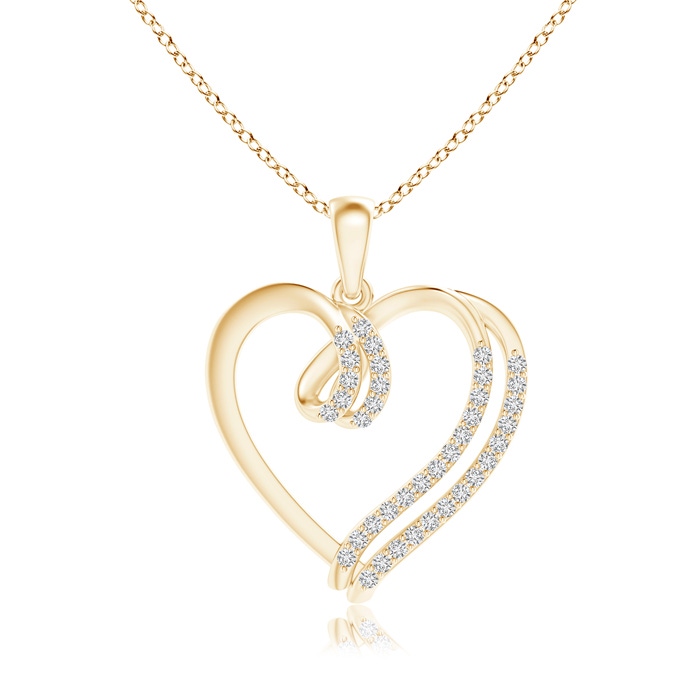 1.1mm HSI2 Diamond Double Layered Heart Dangle Pendant in Yellow Gold 
