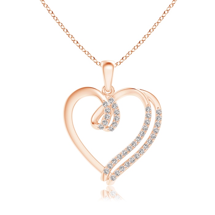 1.1mm IJI1I2 Diamond Double Layered Heart Dangle Pendant in Rose Gold 