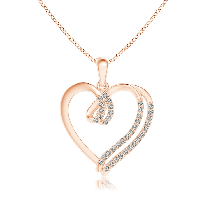 1.1mm KI3 Diamond Double Layered Heart Dangle Pendant in Rose Gold 