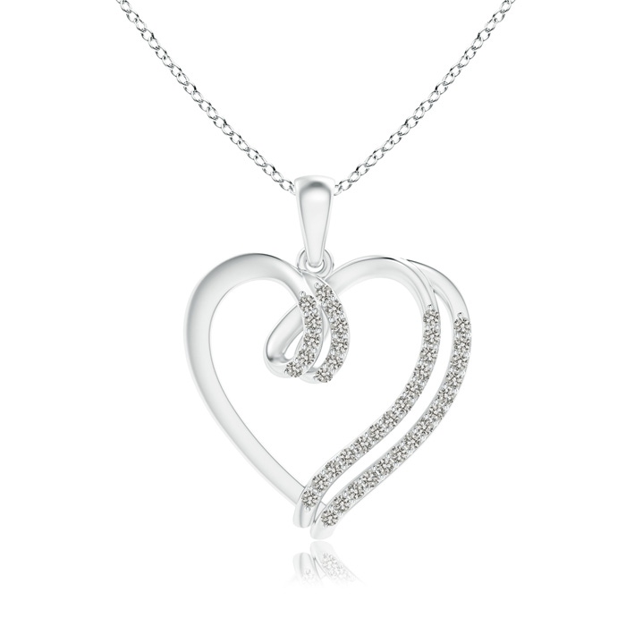 1.1mm KI3 Diamond Double Layered Heart Dangle Pendant in White Gold 
